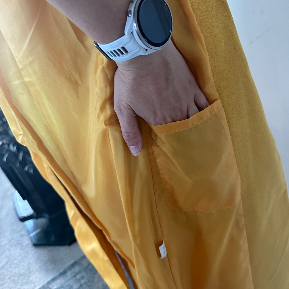 Via Wool Blend Mustard Yellow Trench Longline Coat Twee Size 4 Womens - Picture 7 of 7